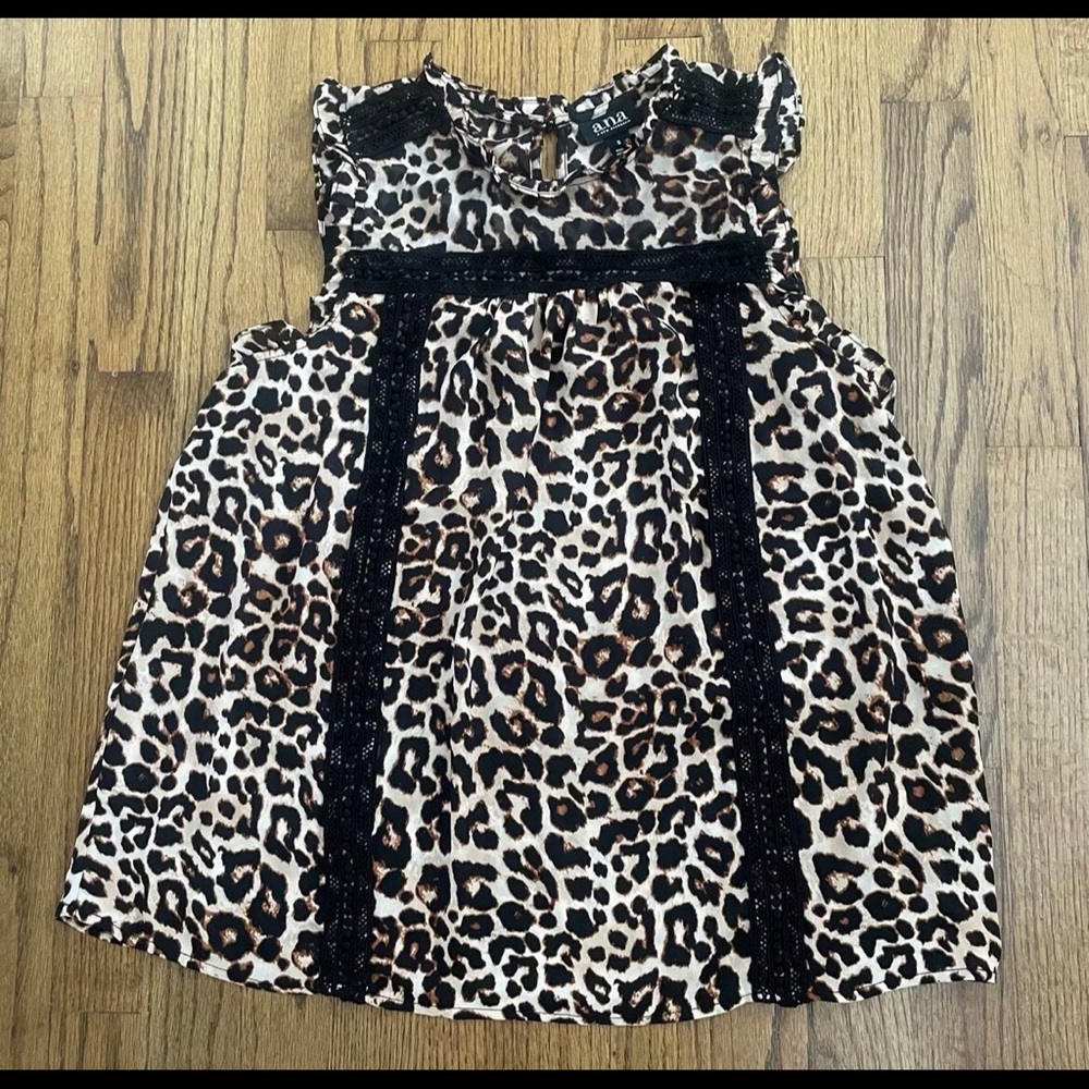 JCPenney A.n.a. Leopard Print High Neck Leopard Print Ruffle Collar Blouse Top S